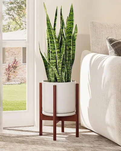 Vista 8 de GENTINGBRO Soporte ajustable para plantas de interior, soporte de bambú para plantas de 8, 9, 10, 11, 12 pulgadas, soporte de esquina pequeño