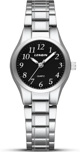 Vista 9 de LN LENQIN Relojes para mujer, fáciles de leer, impermeables, para mujer A1-LN-L0150-Plata Oro Blanco