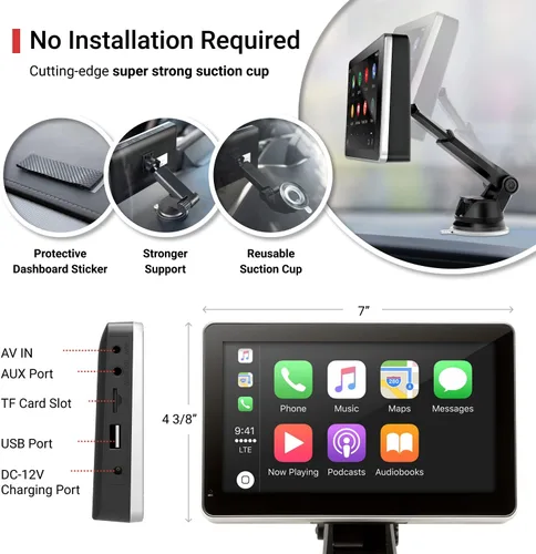 Vista 5 de Car and Driver INTELLIDASH+ pantalla inteligente para tablero de auto con Apple CarPlay y Android Auto, pantalla táctil IPS de 7 pulgadas