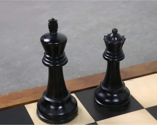 Vista 8 de Royal Chess Mall - Juego de piezas de ajedrez Leningrado Staunton - Boj ebonizado - Rey de 4