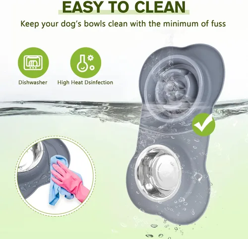 Vista 6 de Pecute Comedero Lento para Perros para Ralentizar la Alimentación, Tazón para Perros con Alimentador Lento sin Derrame con Alfombrilla de Silicona