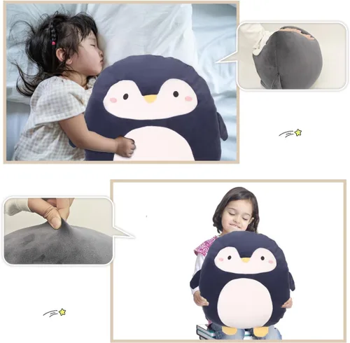 Vista 3 de Almohada de peluche suave para niños, regalo para cumpleaños, San Valentín, Navidad., Pingüino, Marino