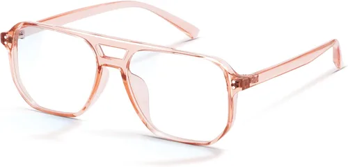 Vista 8 de livho Retro Aviator Blue Light Blocking Glasses for Women Men with Soft Case, Trendy Rectangle Computer Eyeglasses