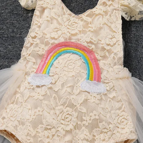 Vista 31 de Traje de bebé niña primer cumpleaños traje de encaje tul mameluco princesa tutú vestido de un año cumpleaños pastel Smash fotografía ropa