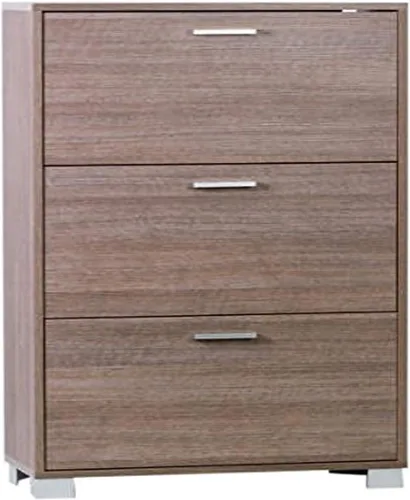 Vista 6 de Sarmog A763-Clear Elm Shoe Rack Collection Zapatero con 3 puertas plegables de doble profundidad, olmo transparente