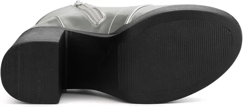 Vista 5 de Allegra K Botas de combate de tacón alto grueso con cordones para mujer, M