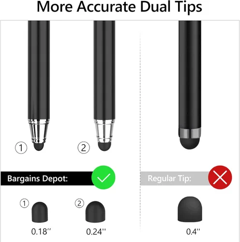 Vista 3 de Lápiz táctil 2 en 1 para iPhone, iPad, iPod, tableta, Galaxy y más con 20 puntas de goma (negro)