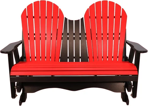 Vista 42 de Silla mecedora Aruba Adirondack de 2 pies, fabricada en Amish, madera de polietileno para exteriores, accesorios de acero inoxidable, fabricada