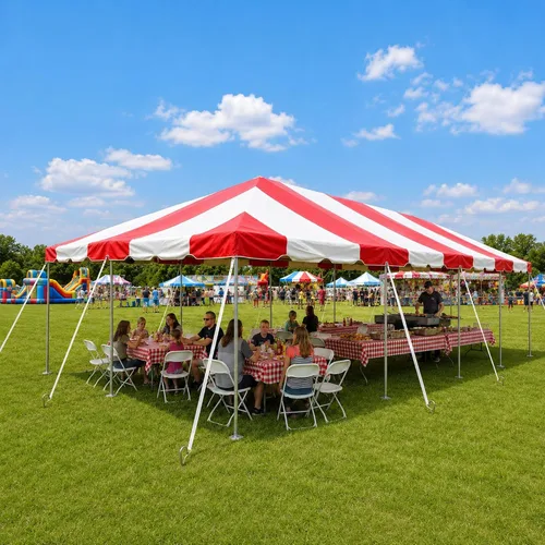 Vista 27 de Party Tents Direct Carpa para Fiesta de 20x30 - Marco de Acero - Gazebo al Aire Libre, Pabellón, Sombrilla para Sol, Refugio para Acampada - Verde