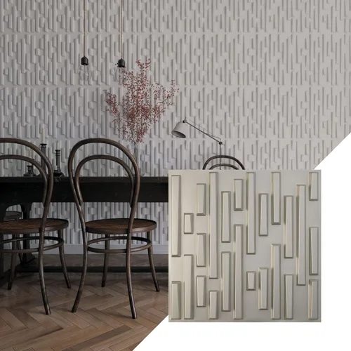 Vista 32 de Ekena Millwork 19 5/8 pulgadas de ancho x 19 5/8 pulgadas de alto, ladrillo escalonado EnduraWall decorativo 3D, cobre envejecido