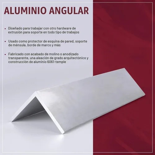 Vista 3 de 13 pulgadas de barra angular de aluminio, 3" x 3" x 1/4" de ángulo de aluminio 6061, material de moledor T6511 de 1/4" de espesor 1 pieza