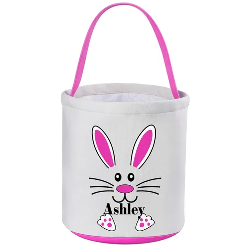 Vista 12 de Cestas de Pascua personalizadas, canasta de Pascua de VAPCUFF para niños, regalos de Pascua, bolsas de caza de huevos de Pascua para niñas y niños