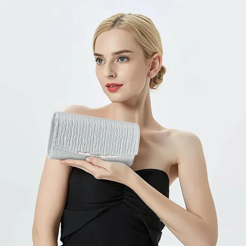 Vista 2 de Bolso de noche para mujer, bolso de mano con purpurina para boda, bolso cruzado para fiesta de graduación, cóctel