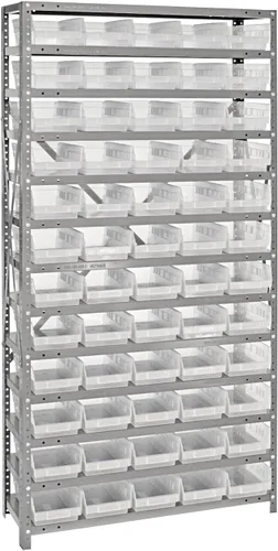 Vista 312 de Quantum QSBU-245BK Heavy Duty Shelving Unit with (7) Shelves and (24) QUS245 Black Bins for Garage Warehouse Storage Distribution 400 lb Load
