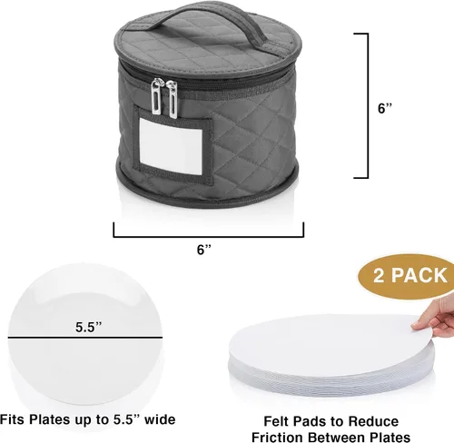 Vista 2 de Paquete de 2 cajas de almacenamiento de platos pequeños de 6 pulgadas, contenedor de almacenamiento de China, apilable con interior acolchado