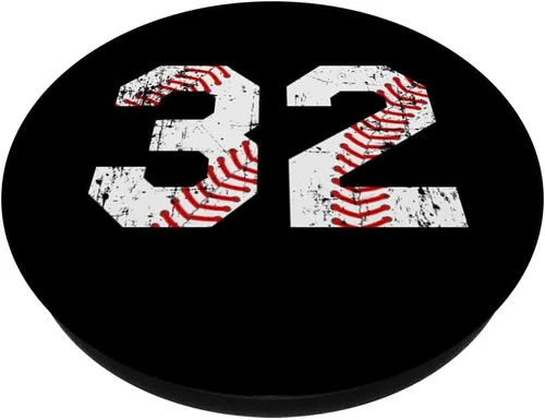 Vista 2 de Vintage Baseball 32 Jersey Número PopSockets PopGrip: agarre intercambiable para teléfonos y tabletas