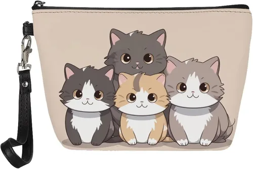 Vista 8 de Upetstory Bolsa de maquillaje de animales, bolso pequeño de cuero para cosméticos de viaje para niñas y mujeres, bolso de mano para lápiz labial