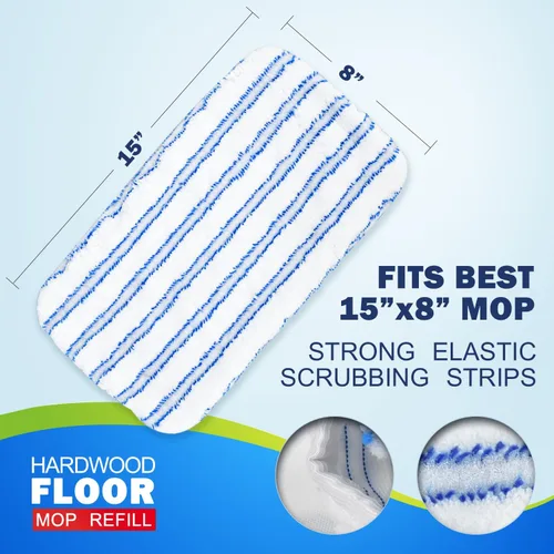Vista 2 de Matthew - Dos combinaciones de mopa de microfibra compatibles con mopa de microfibra Hardwood Floor'N More, lavables de 15 x 8 pulgadas, 6 repuestos