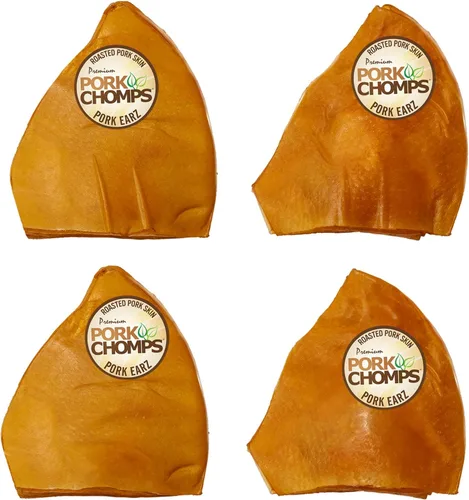 Vista 9 de Pork Chomps Masticables de piel de cerdo asada para perros, formas de oreja de 5 pulgadas, 1.6 onzas (paquete de 1)