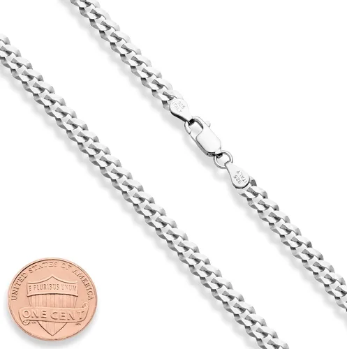 Vista 3 de Miabella Collar de Cadena de Eslabones Cubanos de Plata de Ley 925 Italiana de 5 mm con Corte de Diamante para Hombres y Mujeres, Fabricado en Italia