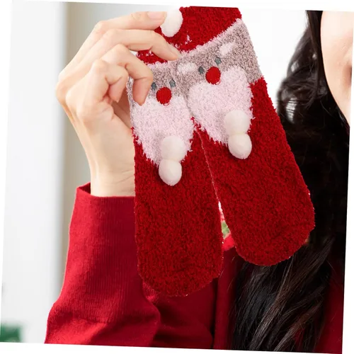 Vista 8 de KOMBIUDA 2 Pairs Socks Transparent Ball Christmas Balls Miss Comfortable Gift Fabric