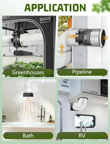 Vista 3 de Ventilador de escape de 4.724 in x 1.496 in 12 V con extractor