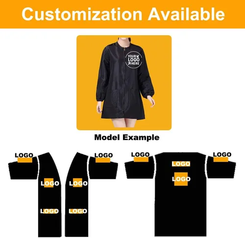 Vista 6 de TOPTIE Personalizado Bordado Satén Manga Larga Salón Smock Unisex Peluquero Peluquero Capa Chaqueta Mascota Aseo Ropa de Trabajo