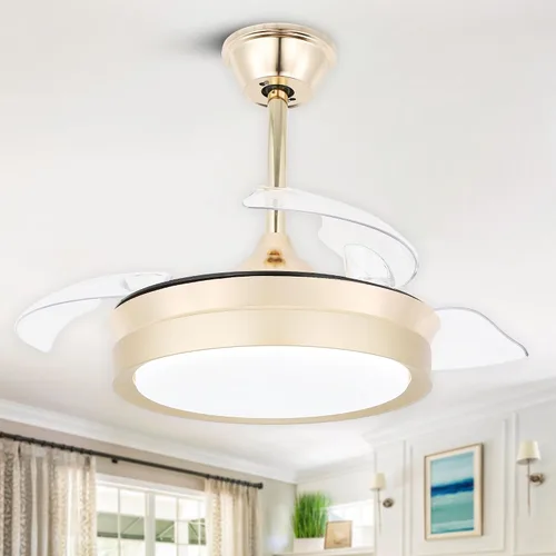 Vista 9 de Bella Depot Ventilador de techo retráctil con luces y control remoto con 3 cambios de color, opciones de temporización, silencioso y silencioso