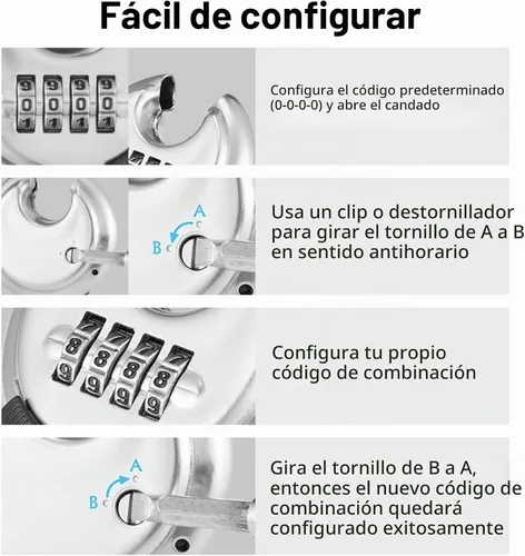 Vista 7 de DELSWIN - Candado de combinación de 4 dígitos con grillete de acero endurecido, candado de combinación para cobertizos, casillero de gimnasio, área