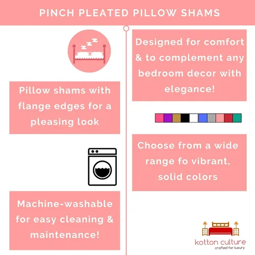 Vista 6 de Kotton Culture Juego de 2 fundas de almohada plisadas de 24 x 24 pulgadas, fundas de almohada decorativas, 100% algodón egipcio de 600 hilos, aptas