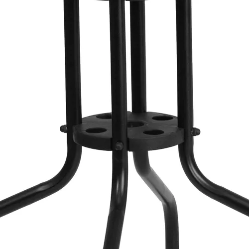 Vista 5 de Muebles Flash de 28 pulgadas tabla de cristal moderada cuadrada del metal con el borde de ratán negro