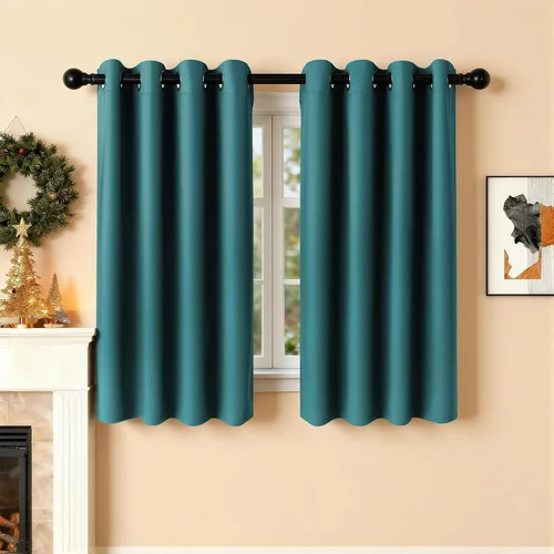 Vista 76 de Cortinas de oscurecimiento de habitación de 45 pulgadas de largo para dormitorio y sala de estar, cortinas térmicas aislantes con ojales