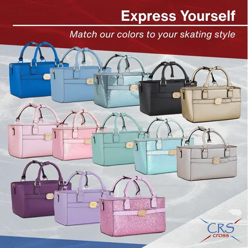 Vista 7 de CRS Cross Rink Side Tote. Ice Skating Accessory Bag-Figure Skating, Roller, Inline Skaters, Dance, Cheer.Organizes Guards Water Bottle Phone