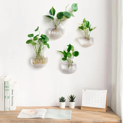 Vista 2 de Mkono Estación de propagación de macetas para colgar en la pared y escritorio, terrario para decoración de oficina en casa, regalos para amantes