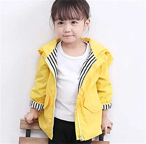 Vista 8 de Chaqueta de lluvia de pato para bebé niño y niña, linda chaqueta de lluvia amarilla de dibujos animados, abrigo para niños, traje escolar de otoño e