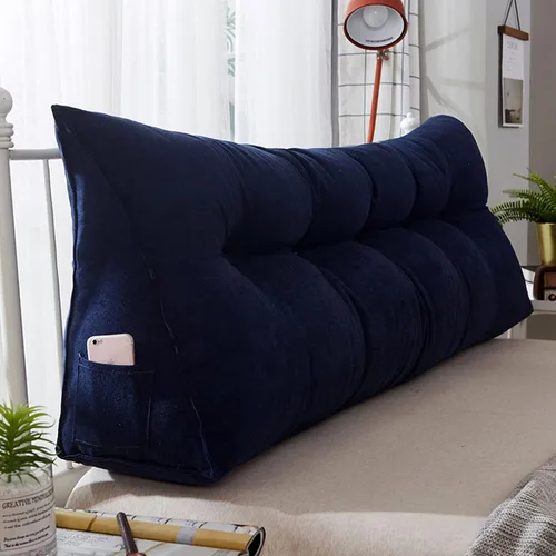Vista 13 de Almohada triangular para cabecero, almohada de cuña de lectura, cojín de cabecero, almohada de respaldo para día, cama, litera, funda extraíble Negro