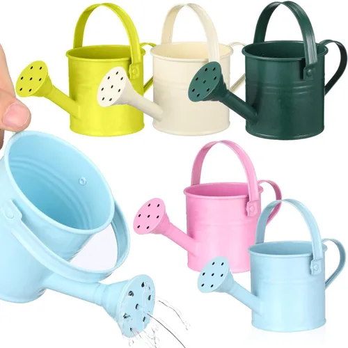 Vista 9 de Paquete de 5 regaderas pequeñas de metal para niños, mini maceta de agua para plantas para jardinería en interiores y exteriores, bonitos juguetes