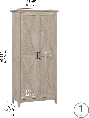 Vista 9 de Bush Home Key West - Armario de almacenamiento alto con puertas en gris lavado