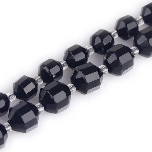 Vista 5 de JOE FOREMAN Cuentas de cristal facetadas a mano de ágata negra natural de 0.315 pulgadas (0.315 in), piedra de energía curativa para hacer joyas
