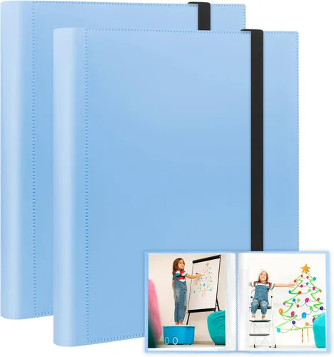 Vista 10 de Aevdor Álbum de fotos de 8.5 x 11 pulgadas con capacidad para 68 fotos, carpeta de arte para fotos de 8.5 x 11 pulgadas, carpeta con fundas de Negro