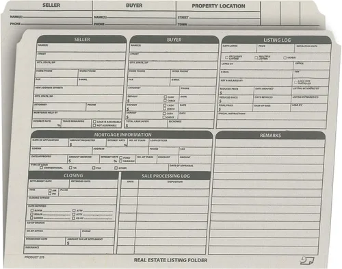 Vista 5 de NextDayLabels - Carpeta de listado de bienes raíces - Lista de panel derecho, preimpresa en cartulina duradera con lista de verificación de cierre