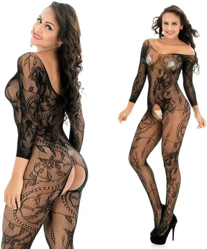Vista 5 de Body de malla para mujer, sin entrepierna, sexy, de malla, cuerpo completo, babydoll, babydoll de peluche, bodycon, lencería