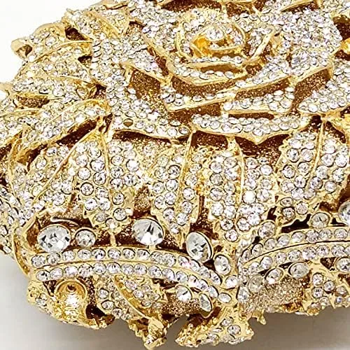 Vista 5 de Boutique De FGG Bolsas de noche de cristal de flores deslumbrantes para mujer formal boda fiesta cóctel bolso de mano