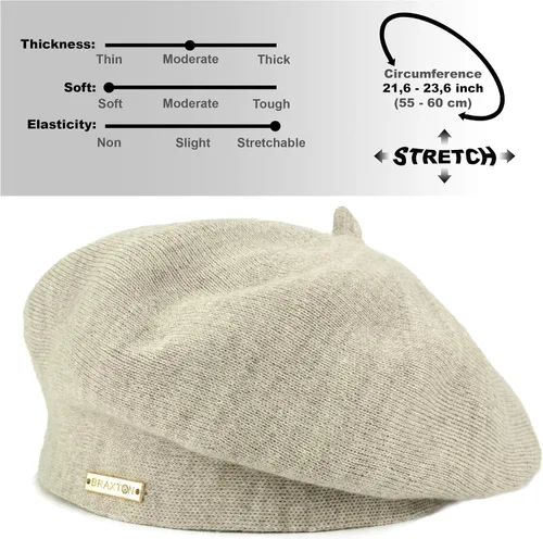 Vista 4 de Braxton Tan - Boinas de punto marrón de lana con forro cálido sombrero de París francés para mujer Café Light Coffee