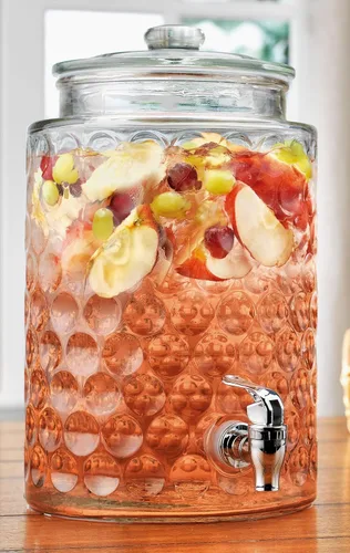 Vista 13 de Dispensador de bebidas de vidrio de 1 galón con espita – Dispensador de bebidas con bandera estadounidense del 250 aniversario, a prueba de fugas