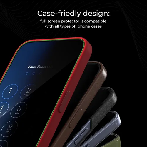 Vista 5 de Deppa Protector de pantalla de privacidad premium para iPhone 15 Pro (6.1 pies), vidrio templado de borde a borde, cubierta completa con bandeja