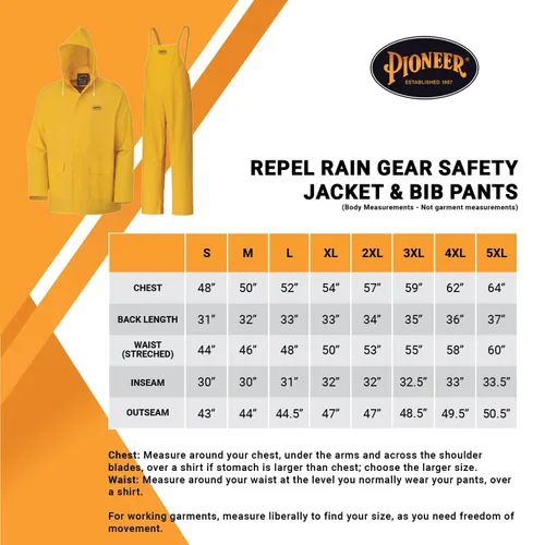 Vista 6 de Pioneer 577U Traje para lluvia de PVC, talla pequeña, color amarillo