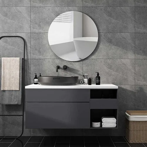 Vista 4 de Azulejos de espejo de pared redondos de 12'', reflejo de alta claridad, autoadhesivos, láminas de espejo acrílico, pegatinas circulares para baño