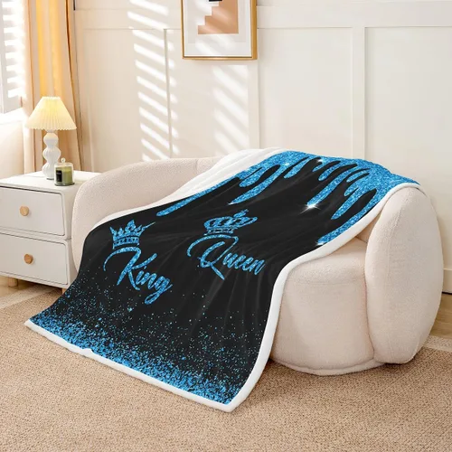 Vista 3 de Manta de vellón rayo King y Queen, manta de cama de estilo moderno para adultos y adolescentes, decoración de sala de arte fluida de lentejuelas
