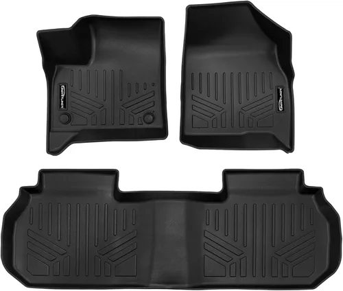Vista 24 de SMARTLINER Juego de alfombrillas de piso de 2 filas compatibles con Chevrolet Traverse 2011-2017